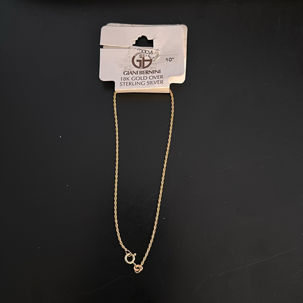 🆕 ANKLET BY GIANNI BERNINI. MADE IN 🇮🇹. STERLING, 18K GOLD PLATED ROPE ANKLET